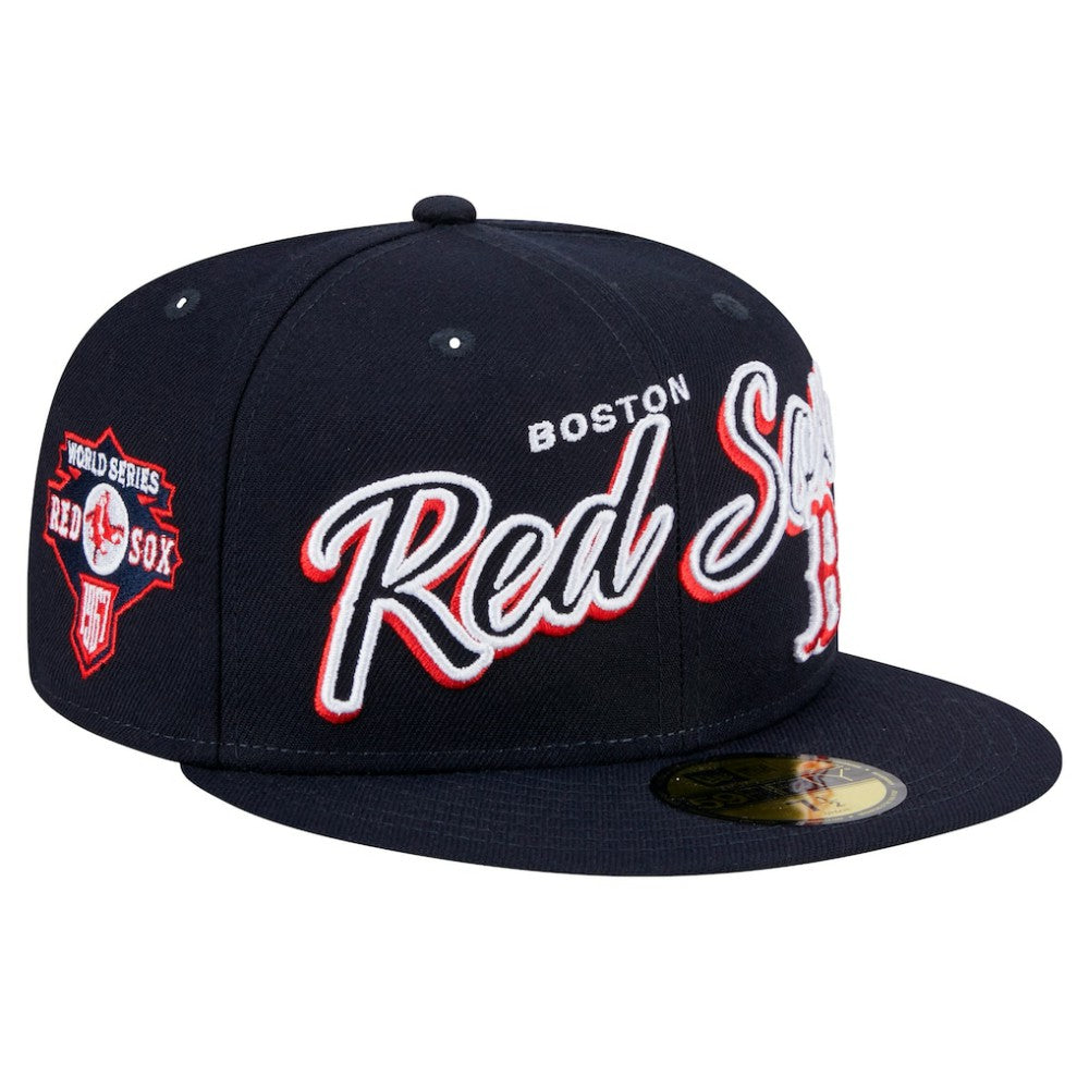 Boston Red Sox New Era Script Sided 59FIFTY Fitted Hat - MLB Hats