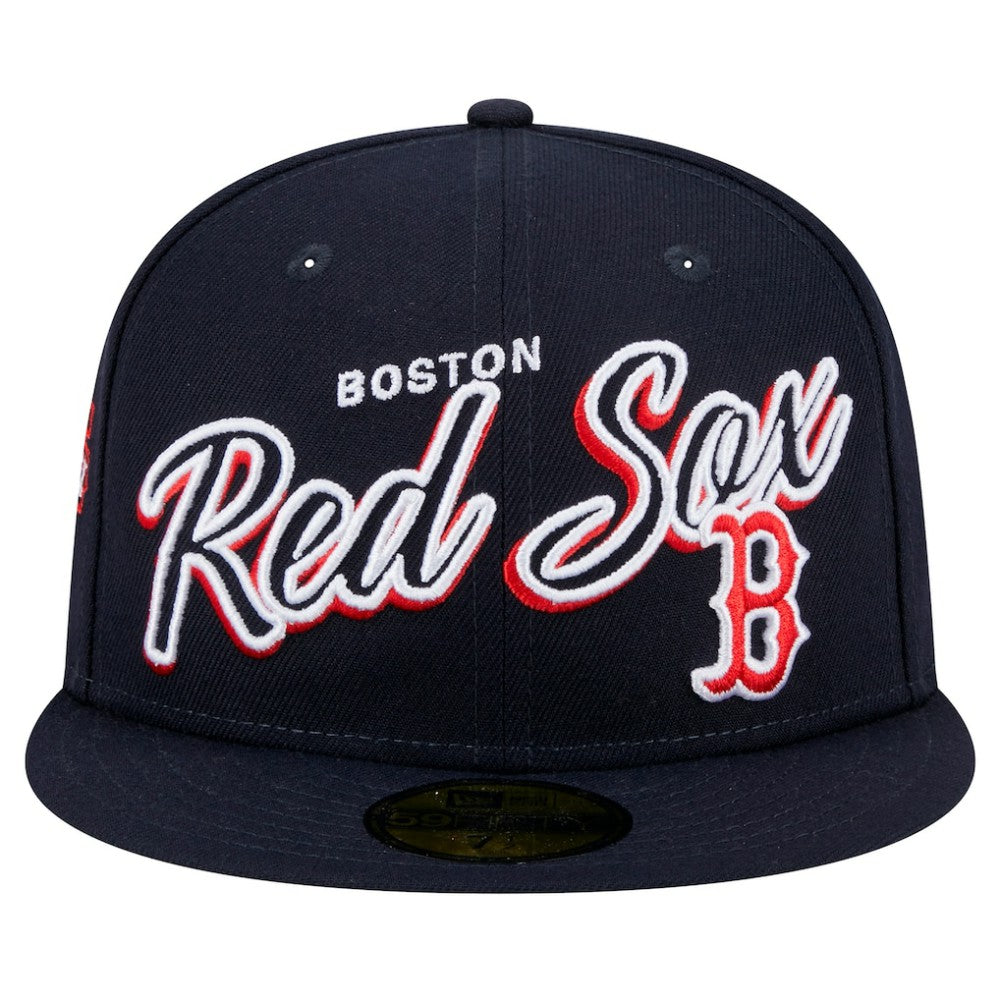 Boston Red Sox New Era Script Sided 59FIFTY Fitted Hat - MLB Hats
