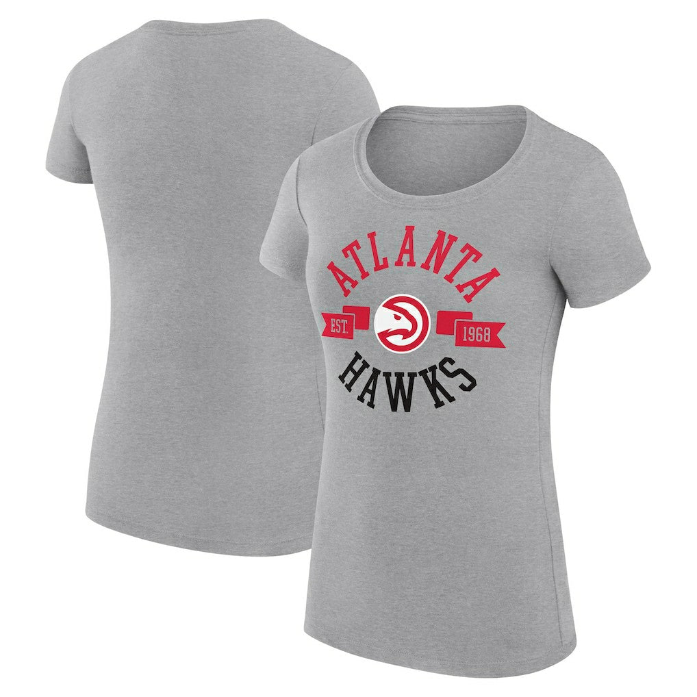 Heather Gray Atlanta Hawks G-III 4Her by Carl Banks Women's Super-Slim Fit Lightweight Large City Logo T-Shirt | NBA