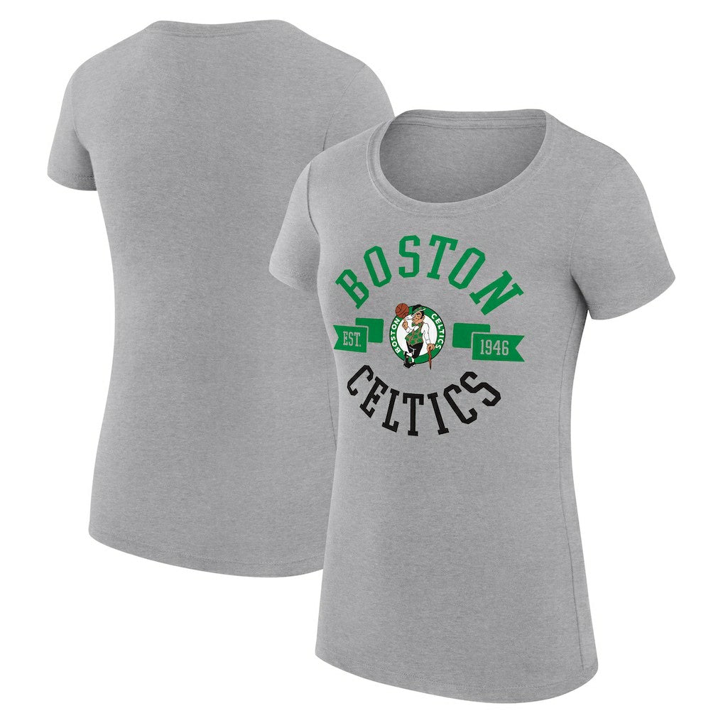 Heather Gray Boston Celtics G-III 4Her by Carl Banks Women's Super-Slim Fit Lightweight Large City Logo T-Shirt | NBA