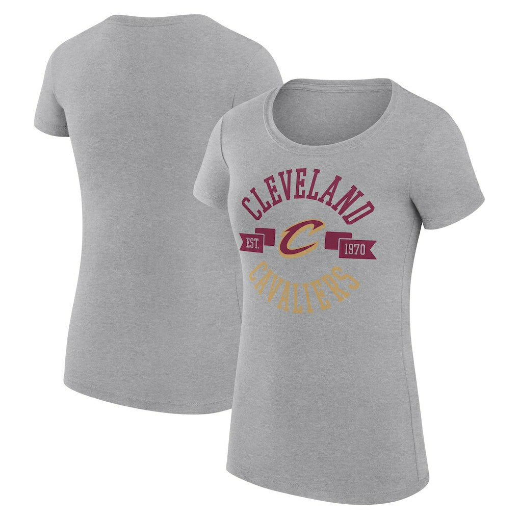 Heather Gray Cleveland Cavaliers G-III 4Her by Carl Banks Women's Super-Slim Fit Lightweight Large City Logo T-Shirt sale | NBA