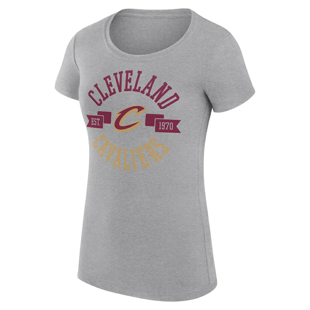 Heather Gray Cleveland Cavaliers G-III 4Her by Carl Banks Women's Super-Slim Fit Lightweight Large City Logo T-Shirt sale | NBA