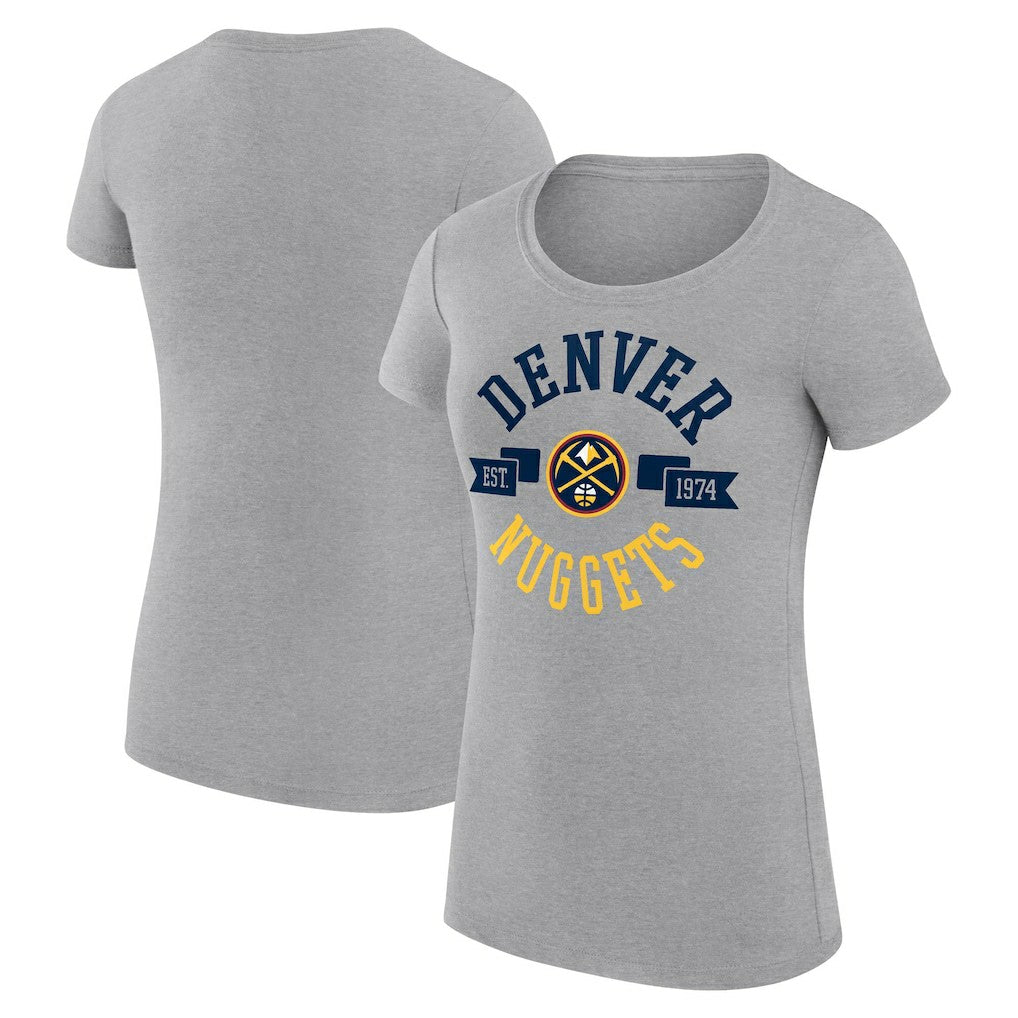 Heather Gray Denver Nuggets G-III 4Her by Carl Banks Women's Super-Slim Fit Lightweight Large City Logo T-Shirt sale | NBA