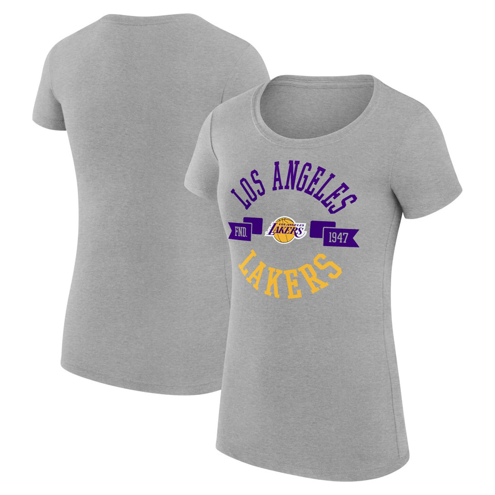 Heather Gray Los Angeles Lakers G-III 4Her by Carl Banks Women's Super-Slim Fit Lightweight Large City Logo T-Shirt | NBA