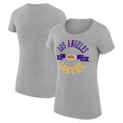 Heather Gray Los Angeles Lakers G-III 4Her by Carl Banks Women's Super-Slim Fit Lightweight Large City Logo T-Shirt | NBA