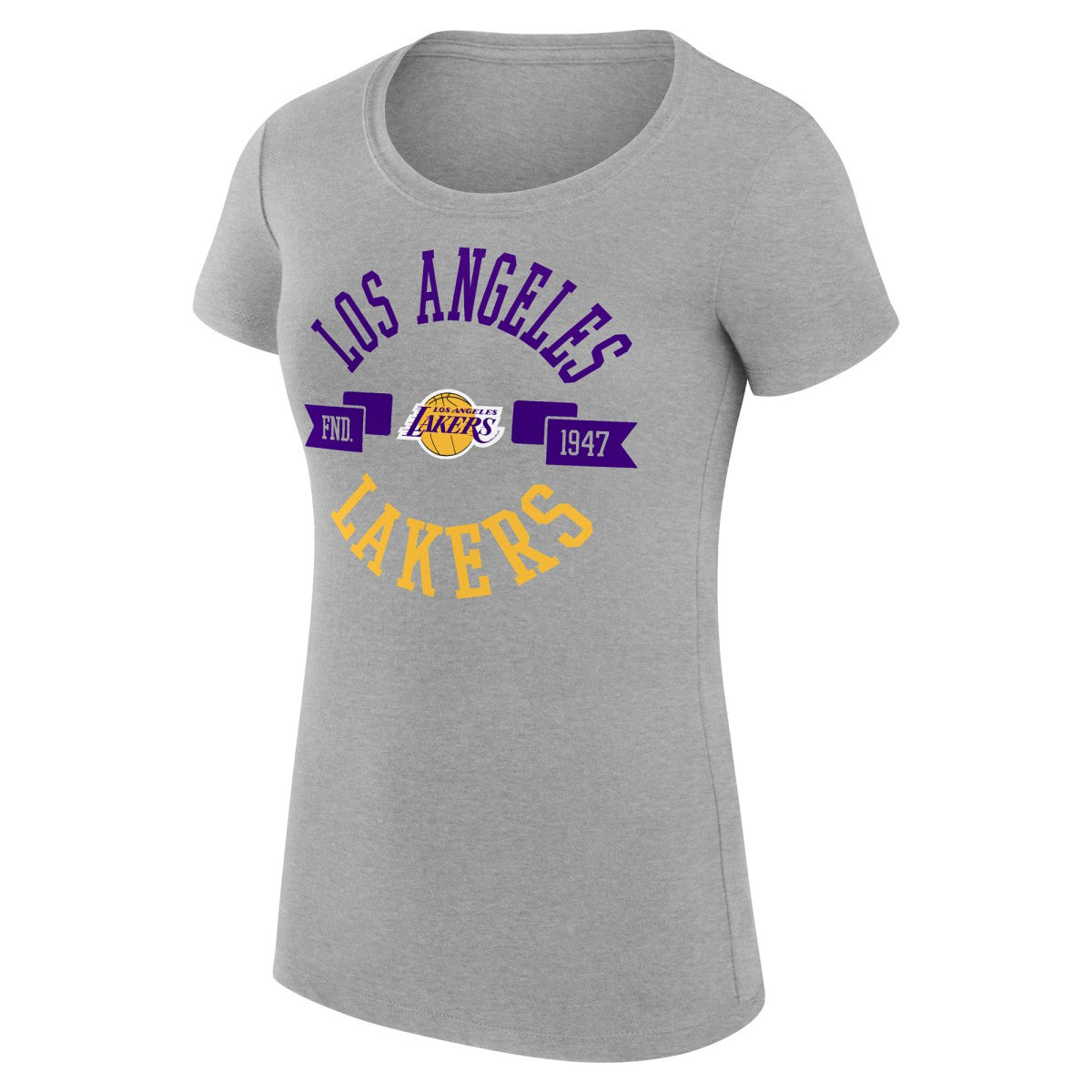 Heather Gray Los Angeles Lakers G-III 4Her by Carl Banks Women's Super-Slim Fit Lightweight Large City Logo T-Shirt | NBA