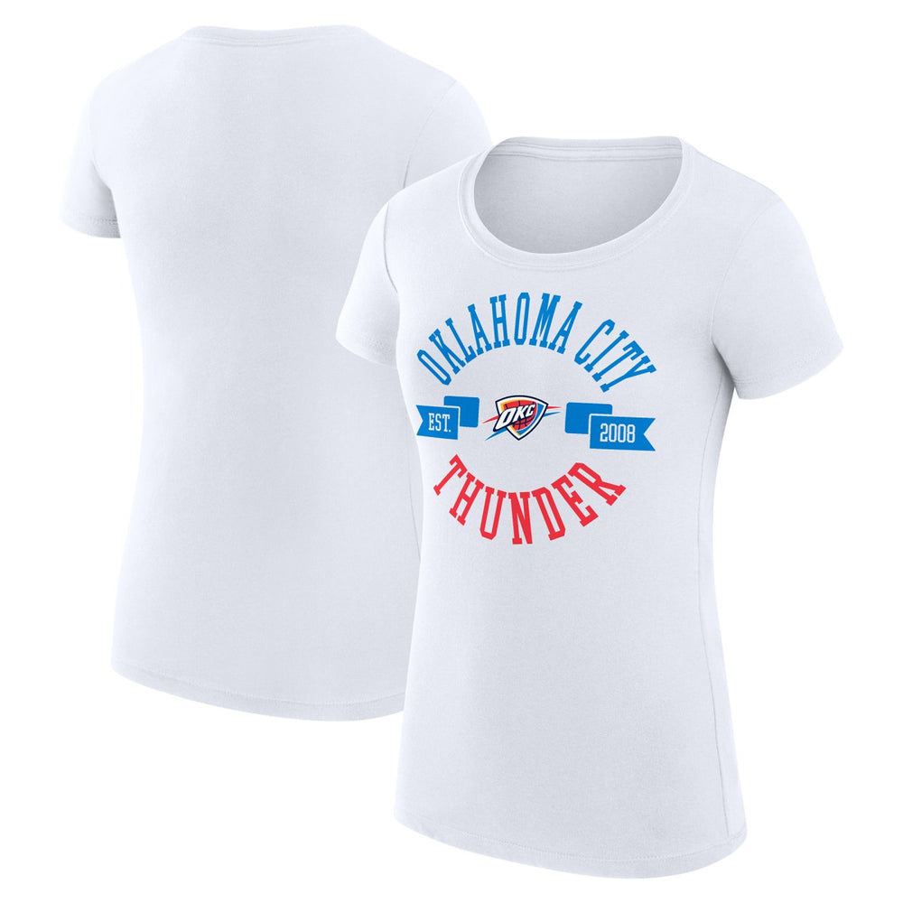 White Oklahoma City Thunder G-III 4Her by Carl Banks Women's Super-Slim Fit Lightweight Large City Logo T-Shirt | NBA
