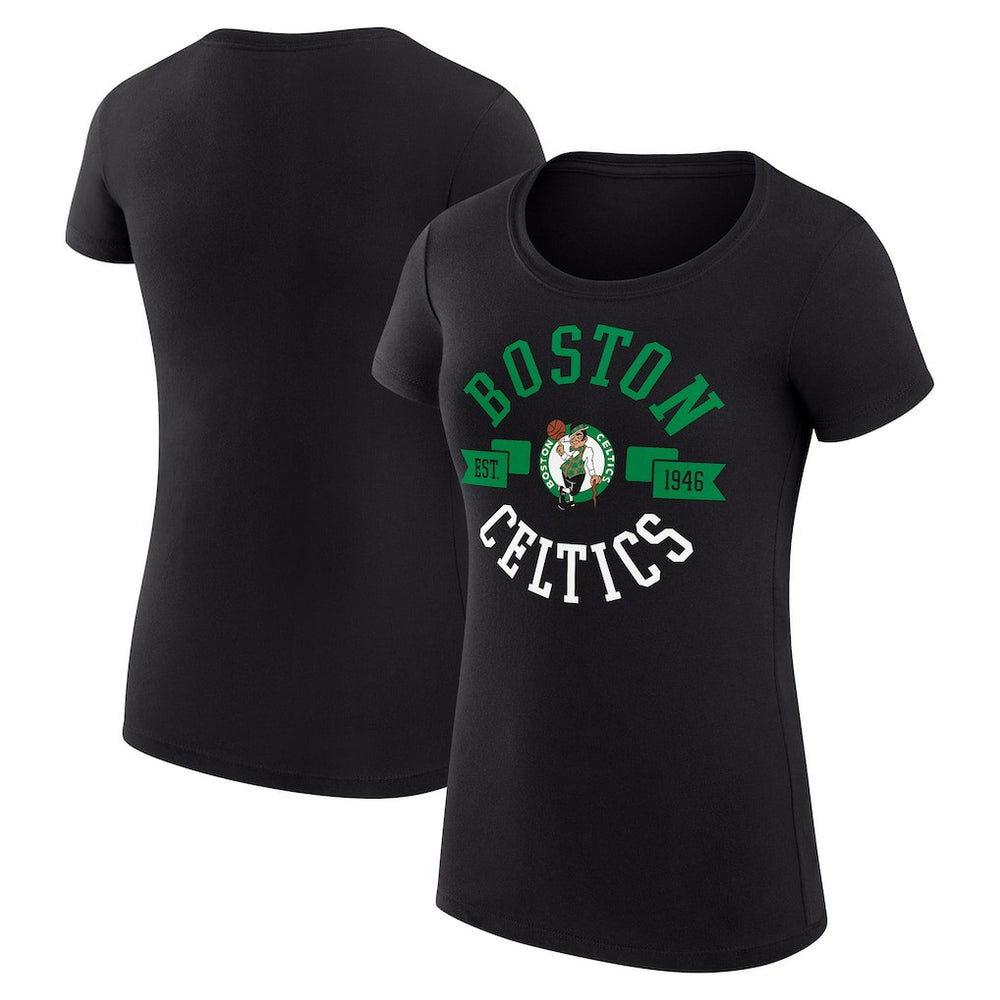 Black Boston Celtics G-III 4Her by Carl Banks Women's Super-Slim Fit Lightweight Large City Logo T-Shirt | NBA
