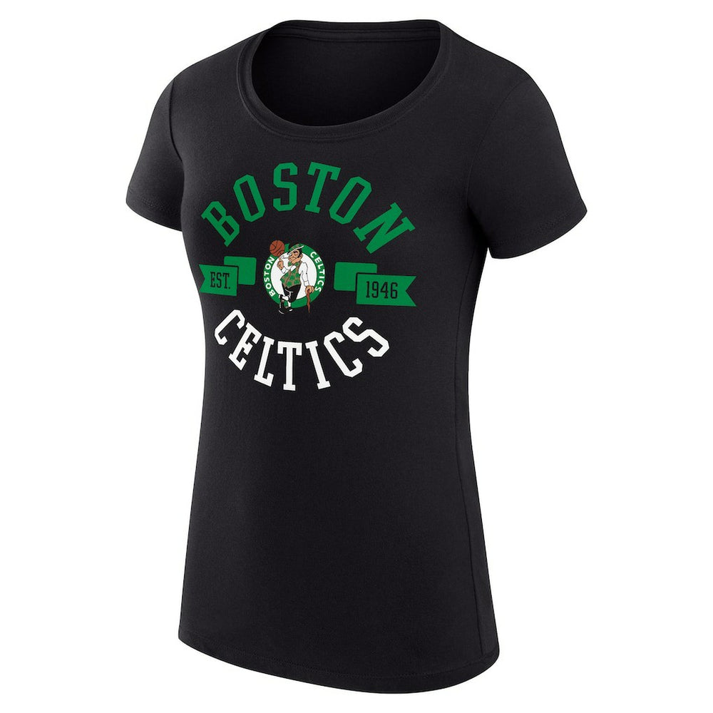Black Boston Celtics G-III 4Her by Carl Banks Women's Super-Slim Fit Lightweight Large City Logo T-Shirt | NBA