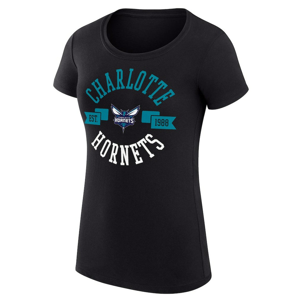 Black Charlotte Hornets G-III 4Her by Carl Banks Women's Super-Slim Fit Lightweight Large City Logo T-Shirt | NBA