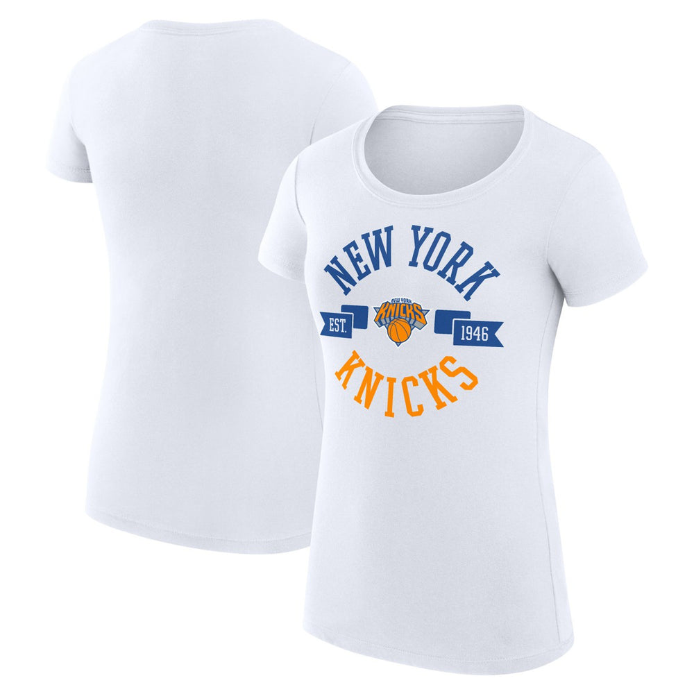 White New York Knicks G-III 4Her by Carl Banks Women's Super-Slim Fit Lightweight Large City Logo T-Shirt | NBA