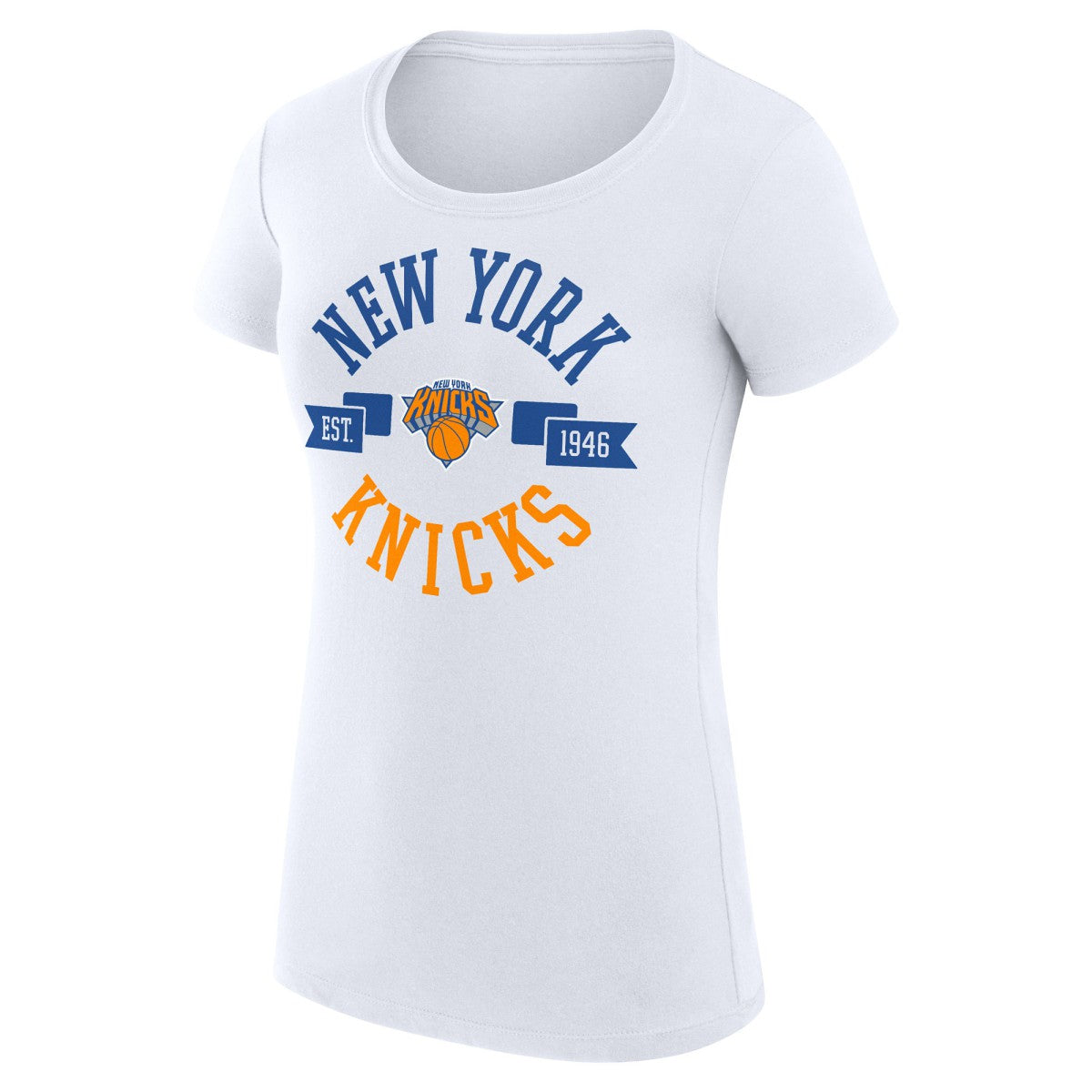 White New York Knicks G-III 4Her by Carl Banks Women's Super-Slim Fit Lightweight Large City Logo T-Shirt | NBA
