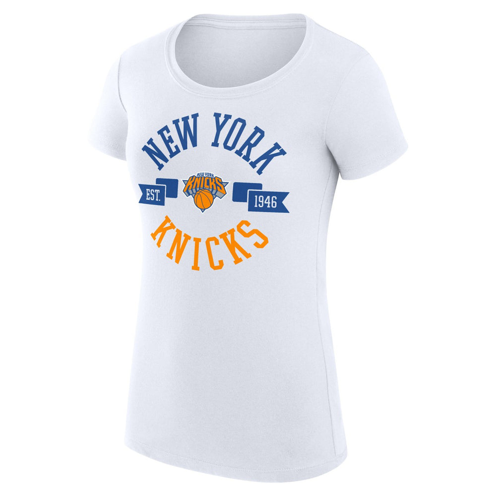 White New York Knicks G-III 4Her by Carl Banks Women's Super-Slim Fit Lightweight Large City Logo T-Shirt | NBA