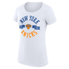 White New York Knicks G-III 4Her by Carl Banks Women's Super-Slim Fit Lightweight Large City Logo T-Shirt | NBA