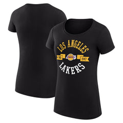Black Los Angeles Lakers G-III 4Her by Carl Banks Women's Super-Slim Fit Lightweight Large City Logo T-Shirt | NBA