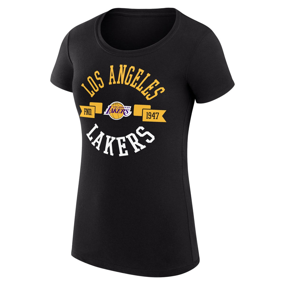 Black Los Angeles Lakers G-III 4Her by Carl Banks Women's Super-Slim Fit Lightweight Large City Logo T-Shirt | NBA