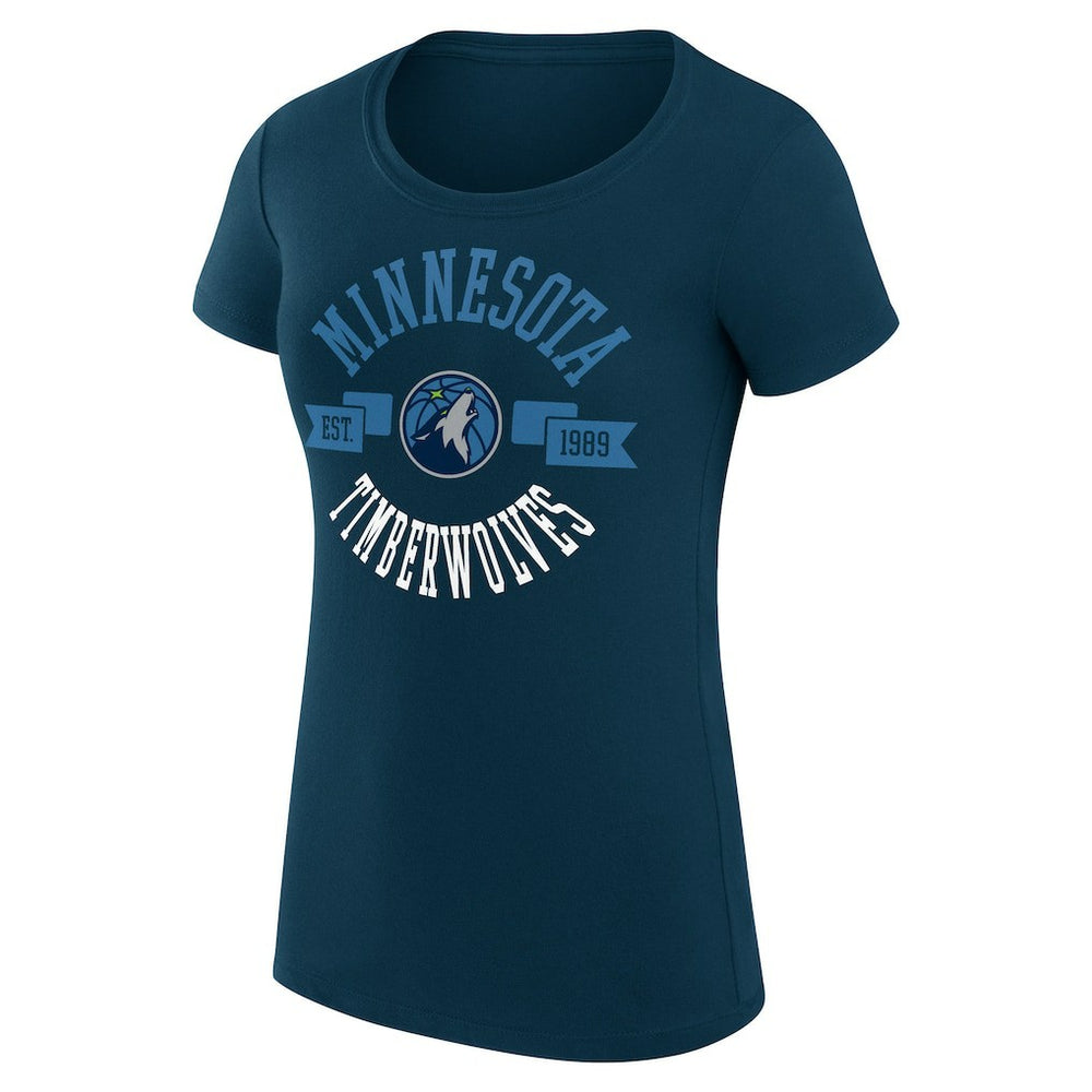 Navy Minnesota Timberwolves G-III 4Her by Carl Banks Women's Super-Slim Fit Lightweight Large City Logo T-Shirt | NBA