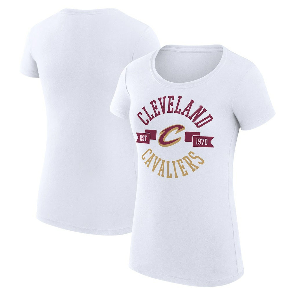 White Cleveland Cavaliers G-III 4Her by Carl Banks Women's Super-Slim Fit Lightweight Large City Logo T-Shirt | NBA