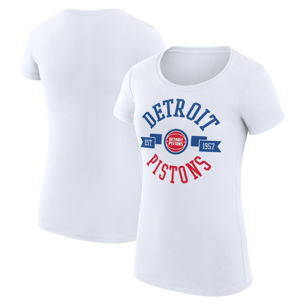 White Detroit Pistons G-III 4Her by Carl Banks Women's Super-Slim Fit Lightweight Large City Logo T-Shirt sale | NBA