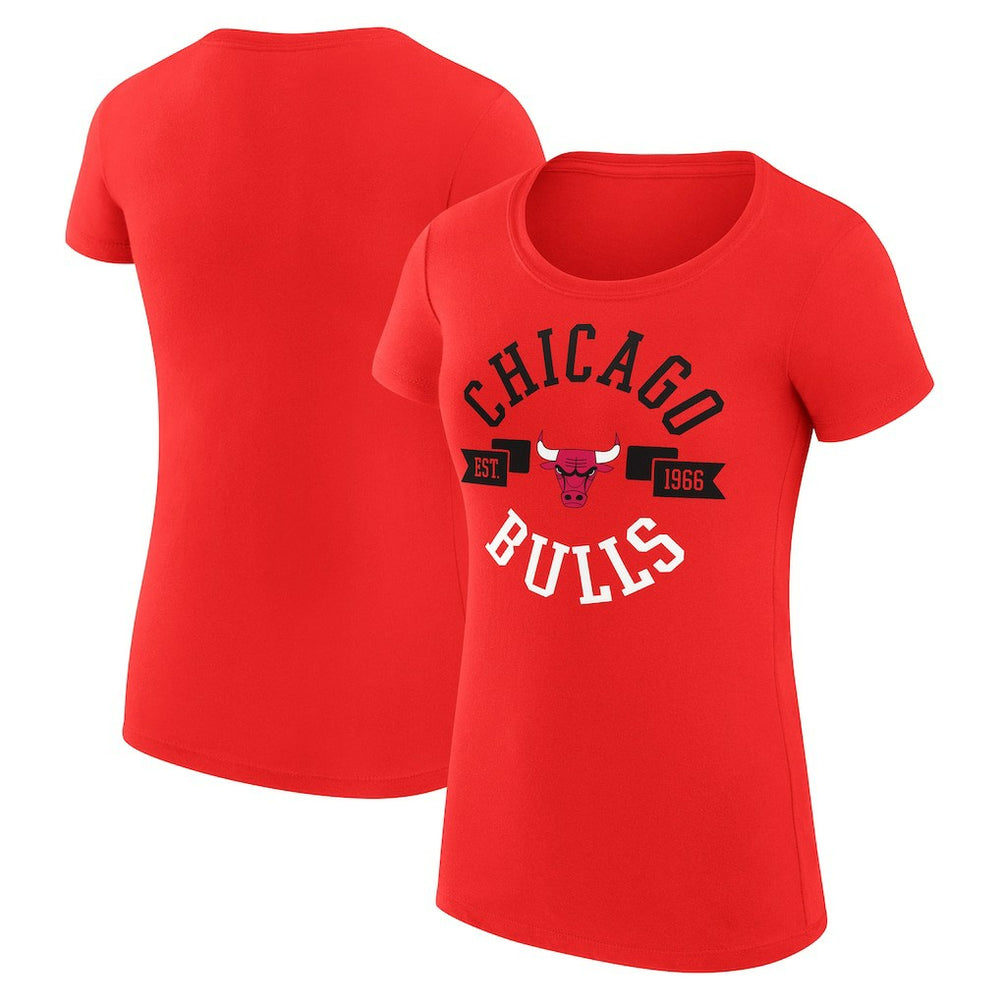 Red Chicago Bulls G-III 4Her by Carl Banks Women's Super-Slim Fit Lightweight Large City Logo T-Shirt sale | NBA
