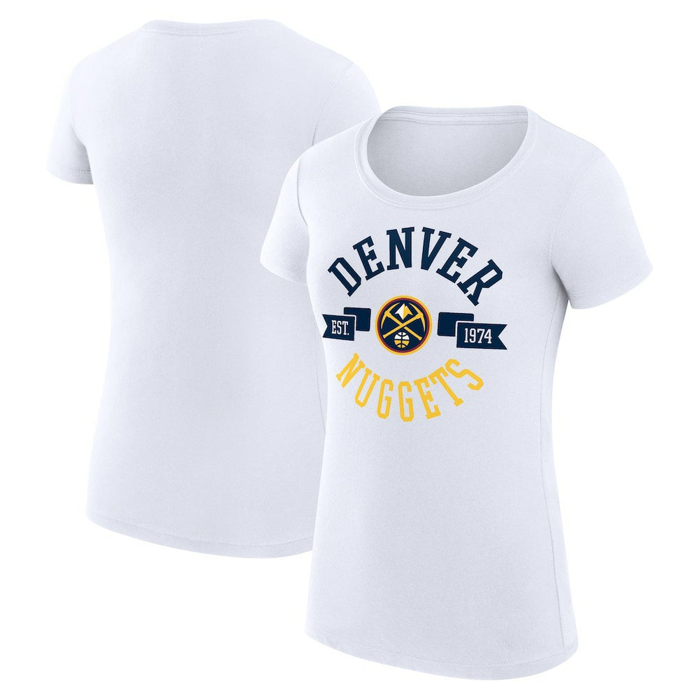 White Denver Nuggets G-III 4Her by Carl Banks Women's Super-Slim Fit Lightweight Large City Logo T-Shirt sale | NBA