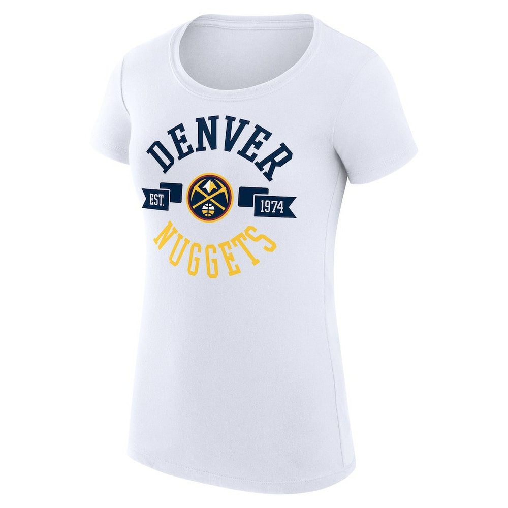 White Denver Nuggets G-III 4Her by Carl Banks Women's Super-Slim Fit Lightweight Large City Logo T-Shirt sale | NBA