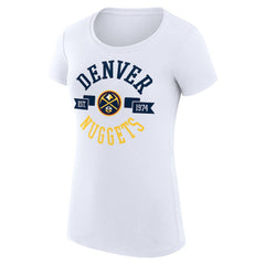White Denver Nuggets G-III 4Her by Carl Banks Women's Super-Slim Fit Lightweight Large City Logo T-Shirt sale | NBA