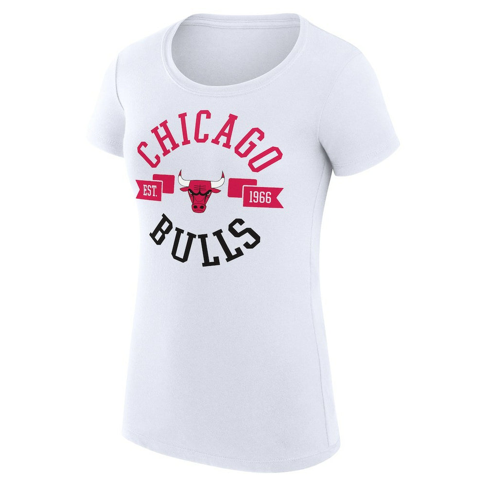 White Chicago Bulls G-III 4Her by Carl Banks Women's Super-Slim Fit Lightweight Large City Logo T-Shirt sale | NBA
