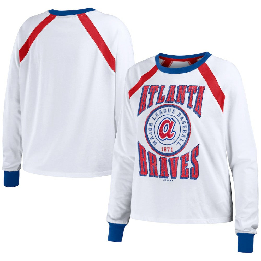 Atlanta Braves WEAR by Erin Andrews Women's Raglan Long Sleeve T-Shirt - MLB T-shirts
