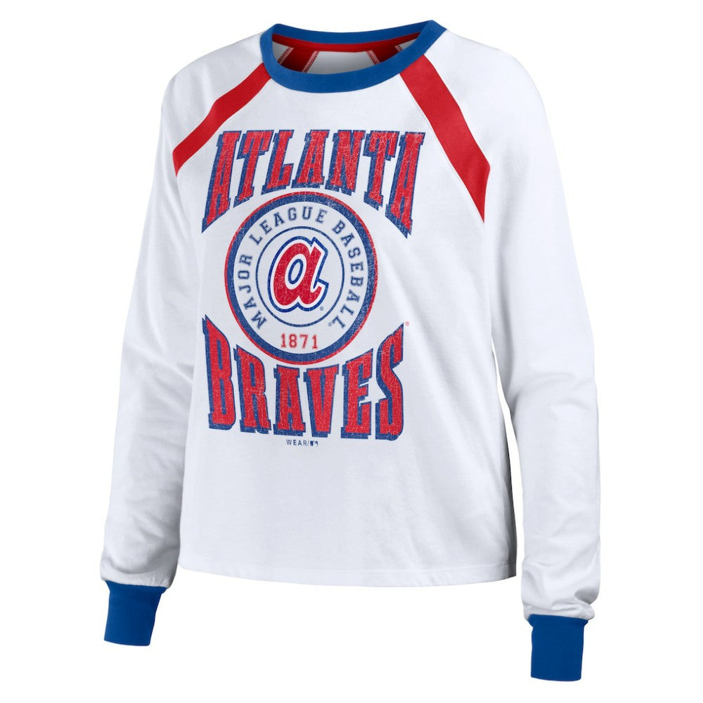 Atlanta Braves WEAR by Erin Andrews Women's Raglan Long Sleeve T-Shirt - MLB T-shirts