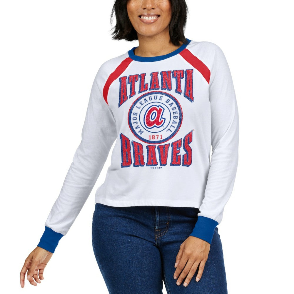 Atlanta Braves WEAR by Erin Andrews Women's Raglan Long Sleeve T-Shirt - MLB T-shirts