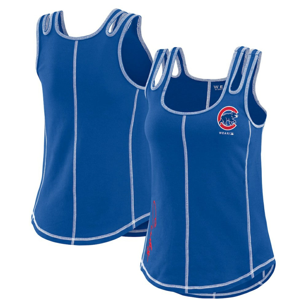 Chicago Cubs WEAR by Erin Andrews Women's Contrast Stitch Tank Top - MLB Tanks