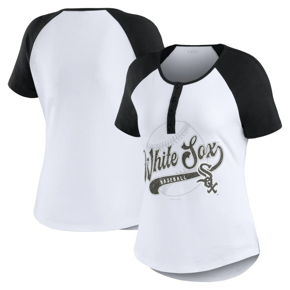 Chicago White Sox WEAR by Erin Andrews Women's Fitted Henley Raglan T-Shirt - MLB T-shirts