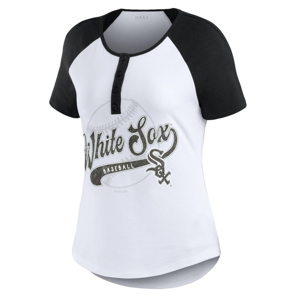 Chicago White Sox WEAR by Erin Andrews Women's Fitted Henley Raglan T-Shirt - MLB T-shirts