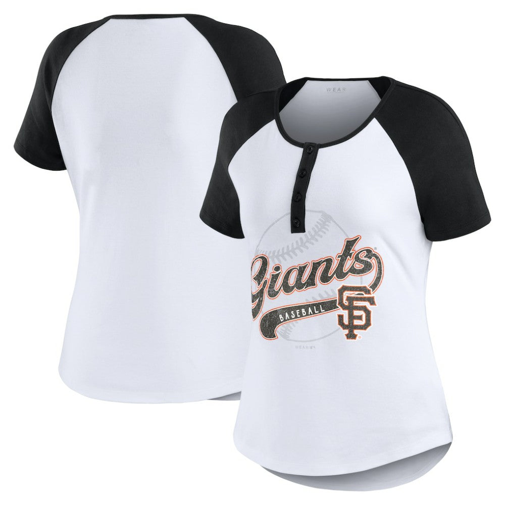 San Francisco Giants WEAR by Erin Andrews Women's Fitted Henley Raglan T-Shirt - MLB T-shirts
