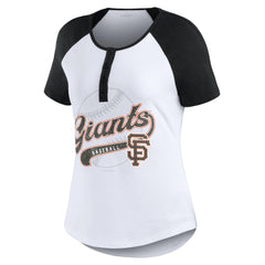 San Francisco Giants WEAR by Erin Andrews Women's Fitted Henley Raglan T-Shirt - MLB T-shirts