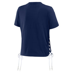 Boston Red Sox WEAR by Erin Andrews Women's Side Lace-Up Cropped T-Shirt - MLB T-shirts