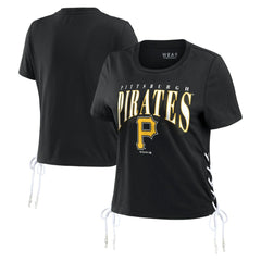 Pittsburgh Pirates WEAR by Erin Andrews Women's Side Lace-Up Cropped T-Shirt - MLB T-shirts