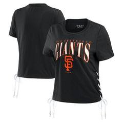 San Francisco Giants WEAR by Erin Andrews Women's Side Lace-Up Cropped T-Shirt - MLB T-shirts