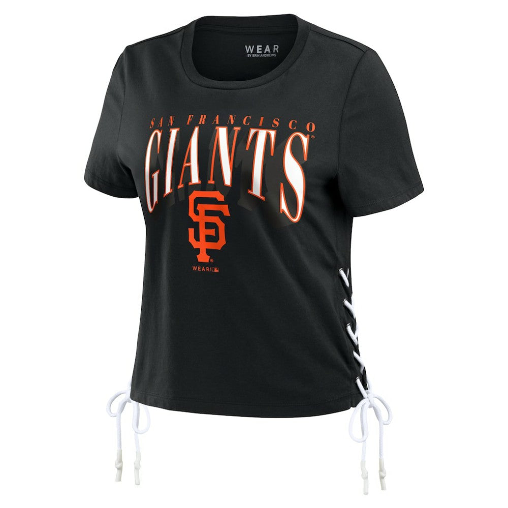 San Francisco Giants WEAR by Erin Andrews Women's Side Lace-Up Cropped T-Shirt - MLB T-shirts