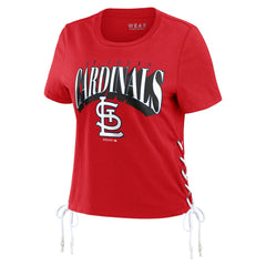 St. Louis Cardinals WEAR by Erin Andrews Women's Side Lace-Up Cropped T-Shirt - MLB T-shirts