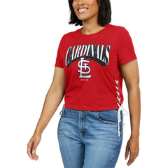 St. Louis Cardinals WEAR by Erin Andrews Women's Side Lace-Up Cropped T-Shirt - MLB T-shirts