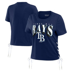 Tampa Bay Rays WEAR by Erin Andrews Women's Side Lace-Up Cropped T-Shirt - MLB T-shirts