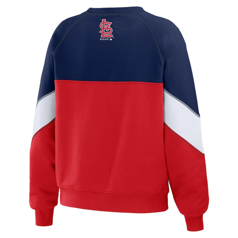 St. Louis Cardinals WEAR by Erin Andrews Women's Color Block Crew Neck Pullover Sweatshirt - MLB Pullover