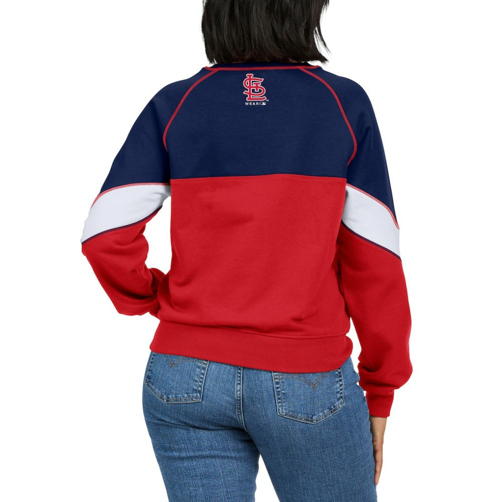 St. Louis Cardinals WEAR by Erin Andrews Women's Color Block Crew Neck Pullover Sweatshirt - MLB Pullover