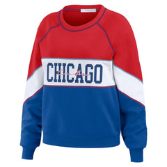 Chicago Cubs WEAR by Erin Andrews Women's Color Block Crew Neck Pullover Sweatshirt - MLB Pullover