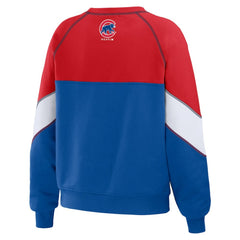 Chicago Cubs WEAR by Erin Andrews Women's Color Block Crew Neck Pullover Sweatshirt - MLB Pullover