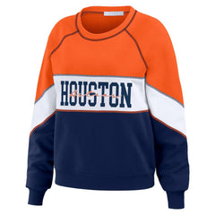 Houston Astros WEAR by Erin Andrews Women's Color Block Crew Neck Pullover Sweatshirt - MLB Pullover