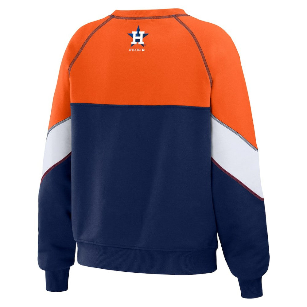 Houston Astros WEAR by Erin Andrews Women's Color Block Crew Neck Pullover Sweatshirt - MLB Pullover