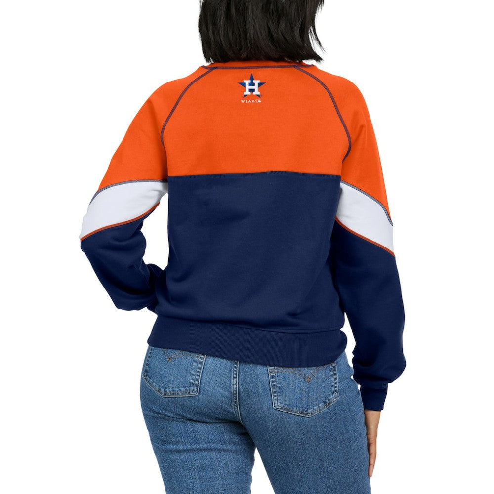 Houston Astros WEAR by Erin Andrews Women's Color Block Crew Neck Pullover Sweatshirt - MLB Pullover